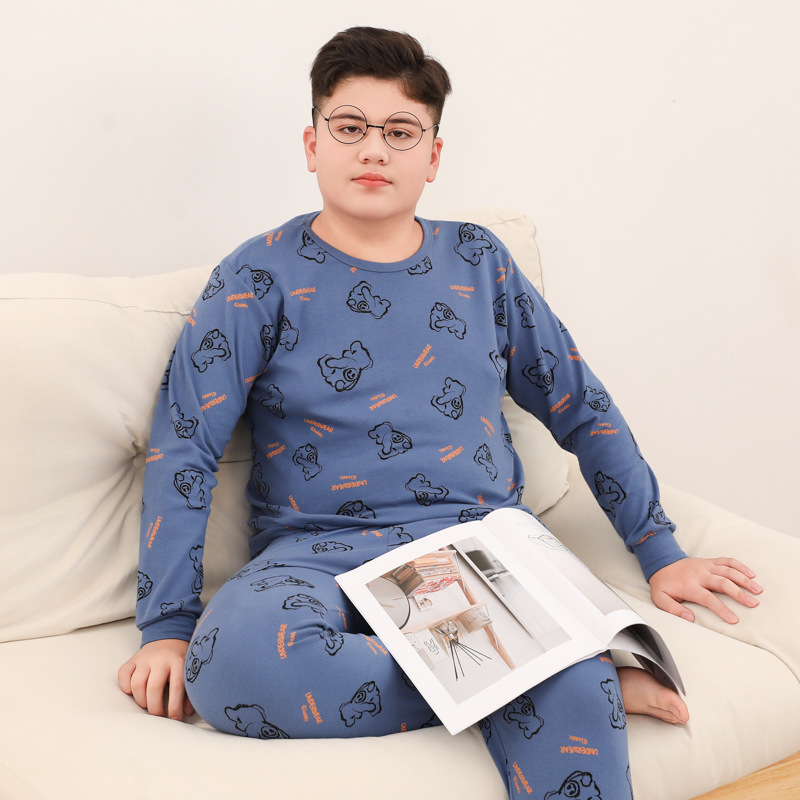 太った男の子の秋の服の秋のズボンのスーツの純綿の大きい子供のパジャマの女の子は太って大きいサイズの綿のセーターの子供の下着をプラスします。|undefined