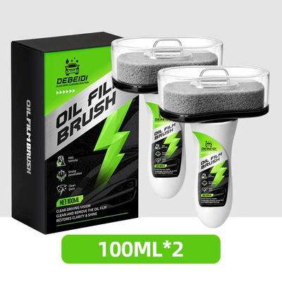 Car Glass Cleaning Kit, Handle Glass agent - 100ml-boxed-handle-oil-film-brush-2-boxes