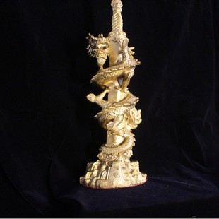 Fine Workmanship Brass Dragon Pillar Animal Home Living Room Decoration Brass Stegosaurus Ornament Craft Gift