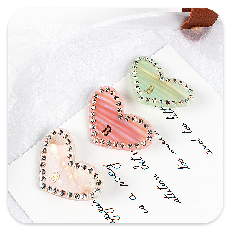 10g Weight Modern Style Sweet Women's Heart Shape Acetic Acid Sheets Hair Clip