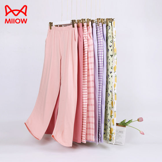 Cotton Pajama Pants Women's Spring and Summer Pants Comfortable Loose plus size Double Pocket Women's Plaid Home Pants Thin Wholesale