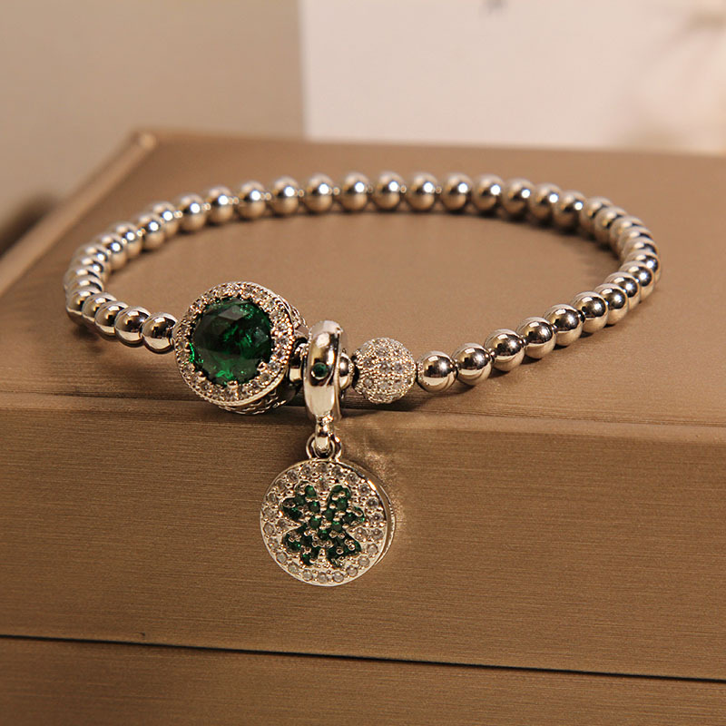 Green Bead Bangle Bracelet For Women Niche Light Luxury Style_voghion.com