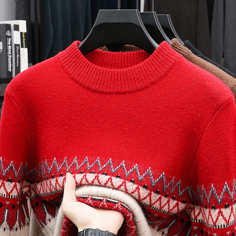 Outlet Clearance Cashmere Sweater Men's Round Neck Knitwear Winter High-End Casual Base Thickened Men's Wool Sweater