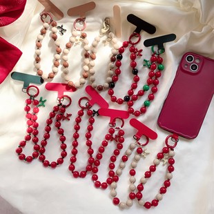 New Happy Red Bead Blow Dog Mobile Phone Lanyard Simple Atmospheric Cute