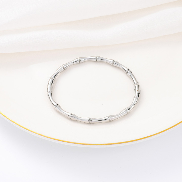 Nueva pulsera de acero de titanio de bambú de estilo chino nuevo pulsera de acero inoxidable para mujer pulsera de anillo simple pulsera abierta brazalete joyería