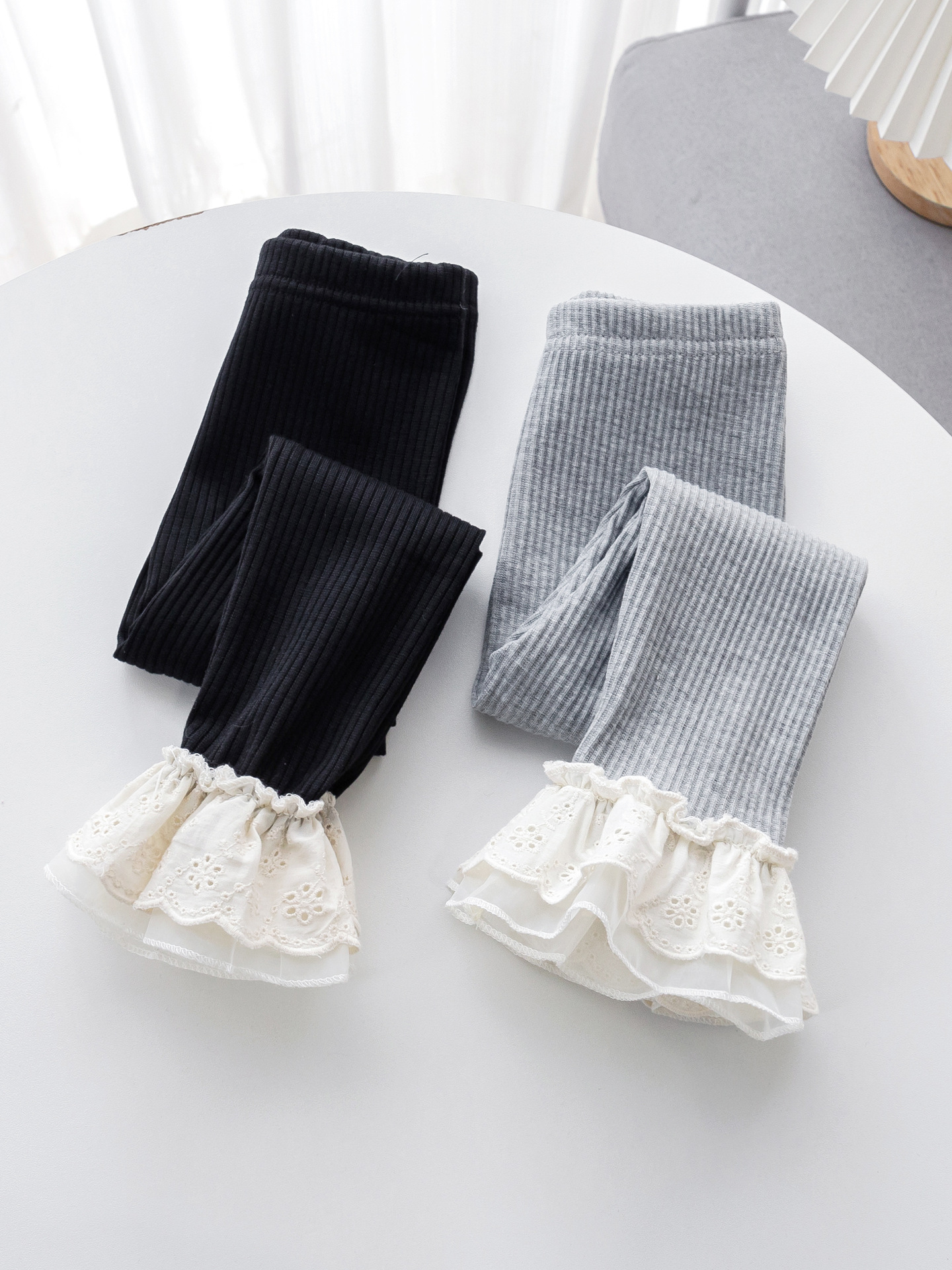 Girls' Spring and Autumn Leggings Girls' Western Style Lace Lace Trousers Children's Cotton Slim-fit Korean Trendy Pants