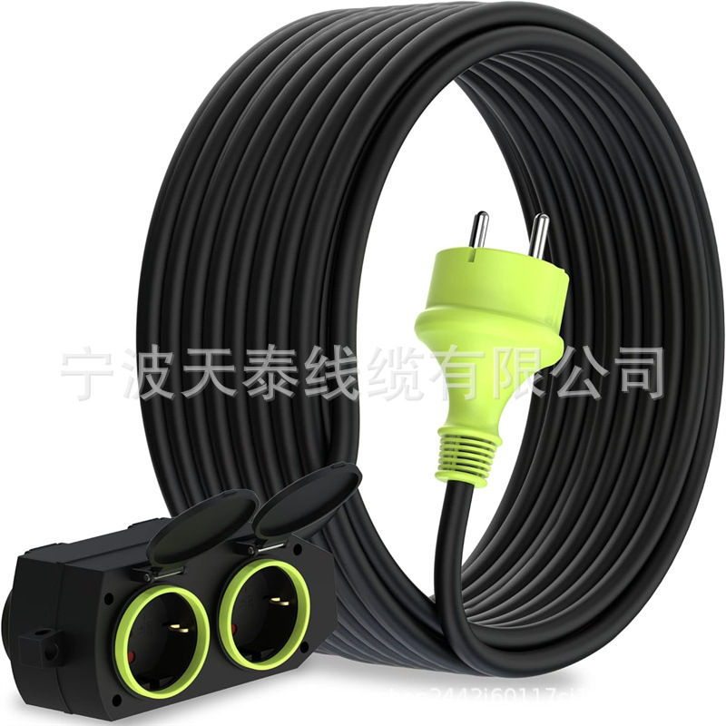 户外电流延长线带4插头2带4插头儿童保护户外橡胶电缆