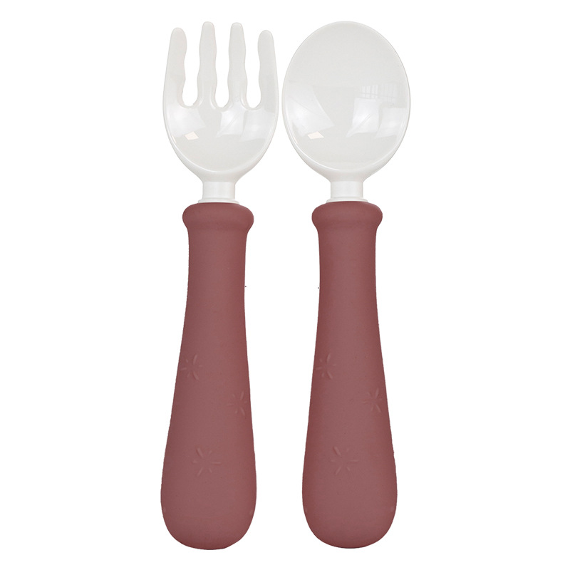 고래 PPSU 긴 손잡이 포크 숟가락-로즈 레드