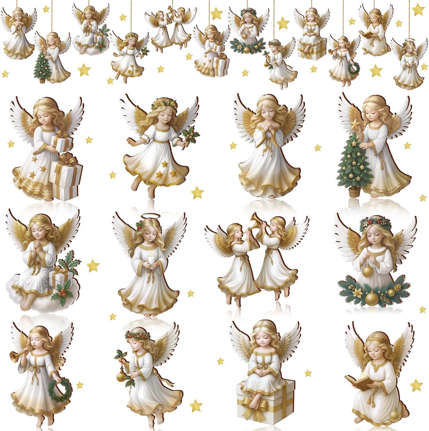 Colgante Ángel decoración de Navidad madera decoración del árbol de Navidad Ángel de Navidad decoración interior de vacaciones