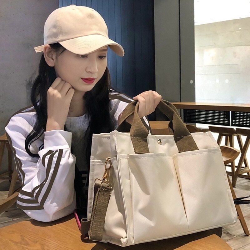 Korean Mommy Bag with Multiple Compartments, Lightweight Portable Shoulder Bag for Mother and Baby Outings, Large Capacity Canvas Multifunctional Mommy Bag Korean Mommy Bag with Multiple Compartments, Lightweight Portable Shoulder Bag for Mother and Baby Outings, Large Capacity Canvas Multifunctional Mommy Bag