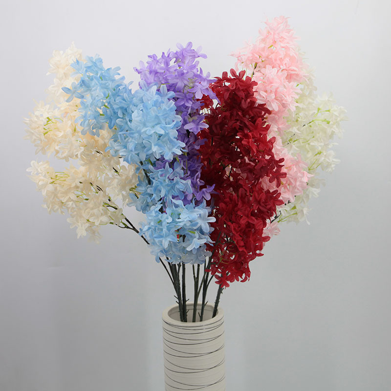 Flor artificial, ramo de cerezo en flor en forma de cruz, tallo único, color morado, para decoración de bodas, arreglos florales, accesorios de flores artificiales, pequeñas margaritas