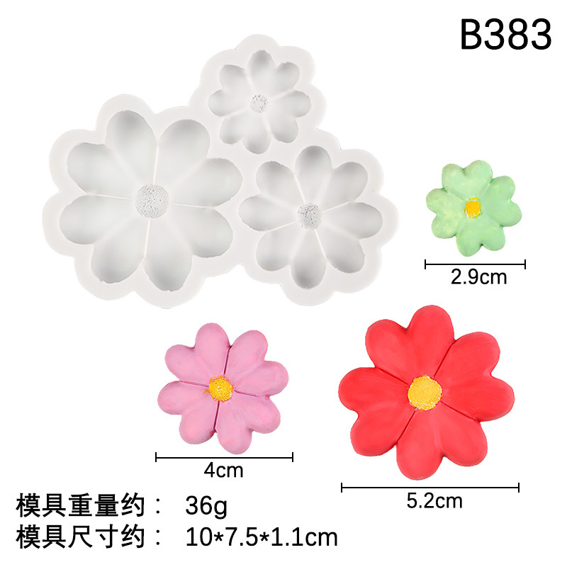 Nueva flor girasol trébol de cuatro hojas molde de silicona molde de hoja de yeso de aromaterapia de marca de decoración de pastel de chocolate