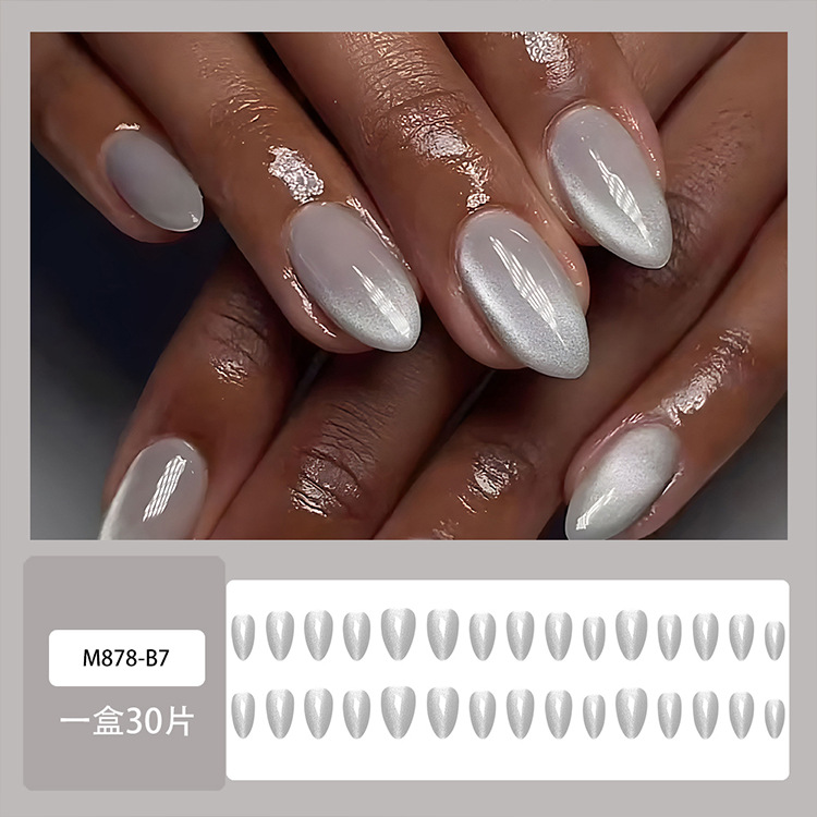 30 piezas de uñas postizas en caja, uñas de alta gama populares para llevar, puntas de uñas versátiles y de moda, gran venta al por mayor.