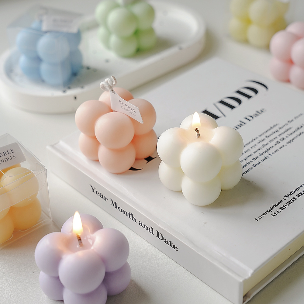 Small Rubik's Cube scented candle wholesale diy birthday souvenir gift bubble candle candle scented modeling wax