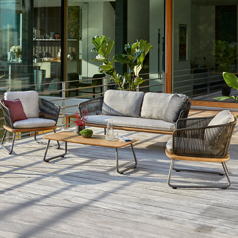 Conjunto de muebles de teca para exteriores, resistentes al sol y al agua, para patio, terraza, jardín, balcón, ideal para casas de huéspedes, hoteles y ocio, muebles de ratán.