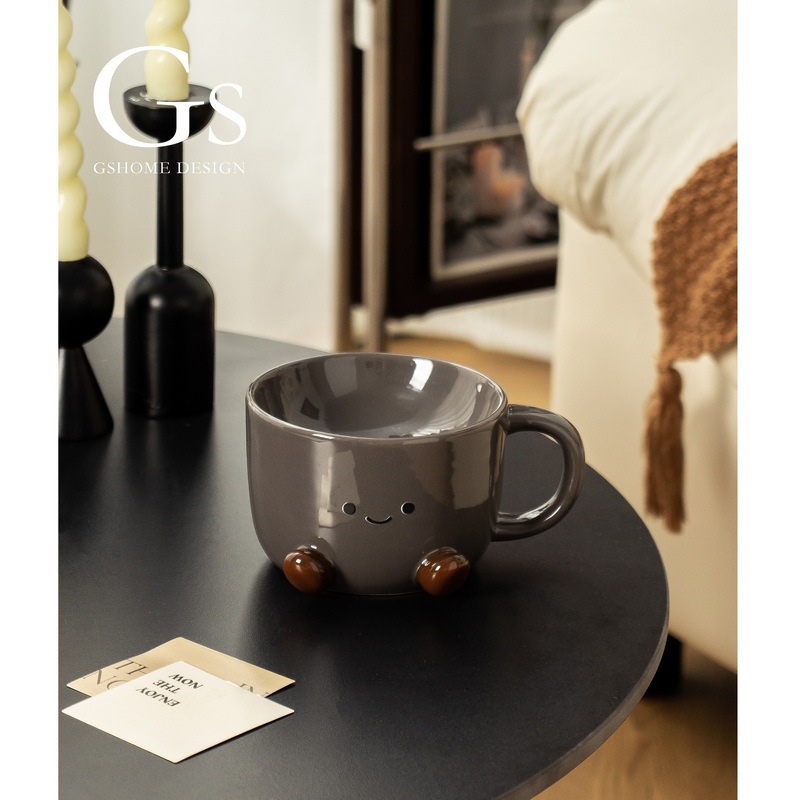 コーヒーミルクティーかわいいスタイル給水ボウルペットボウル水ボウルセラミック猫ボウルフードボウル首の保護大口径は転倒しにくい|undefined