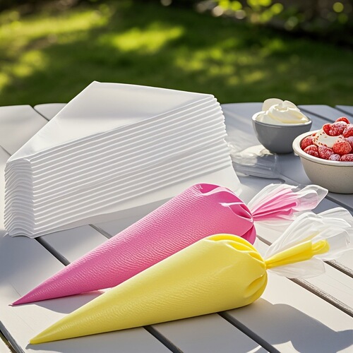 Hot sales, 100-pack disposable PO cream decoration bag with decoration nozzle set