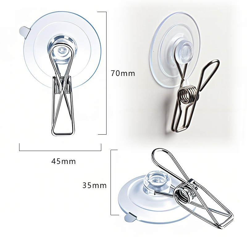 큰 와이어 클립이 있는 4.5cm 플랫 헤드 흡입 컵