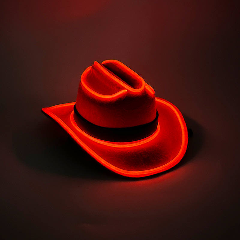 De Halloween nacarado sombrero FIESTA DE Carnaval LED inalámbrico fluorescente colorido Denim luminoso sombrero láser colorido sombrero de vaquero