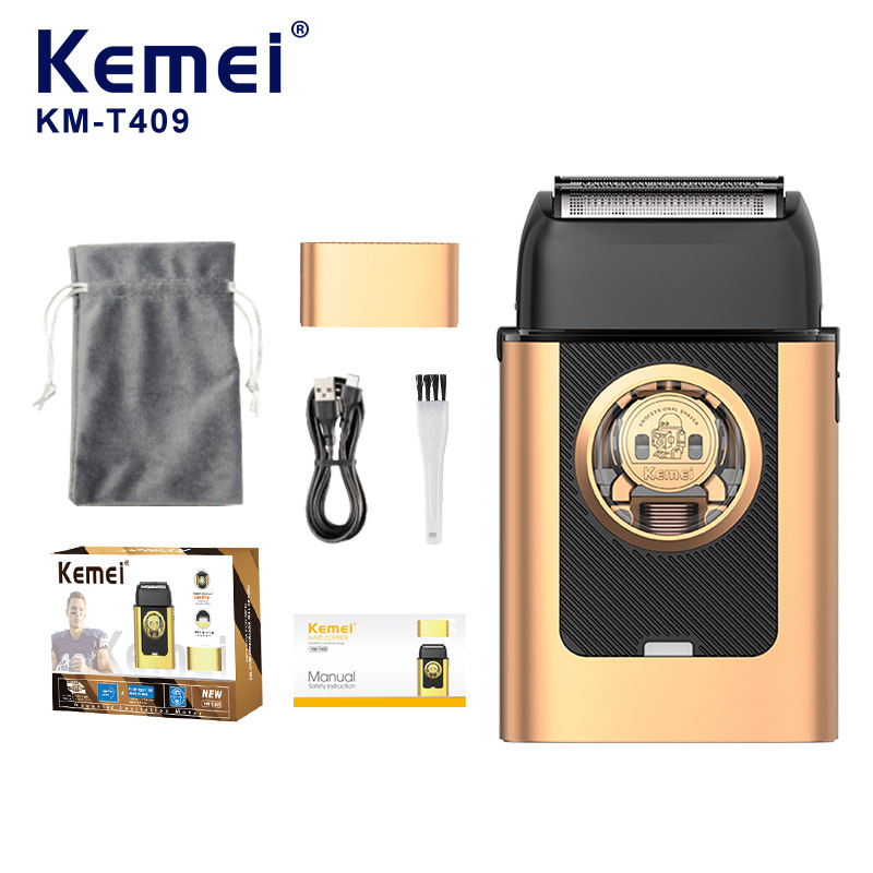 Kemei afeitadora sin escobillas de alta velocidad KM-T409 afeitadora eléctrica transfronteriza para hombres recortador de barba de alta potencia