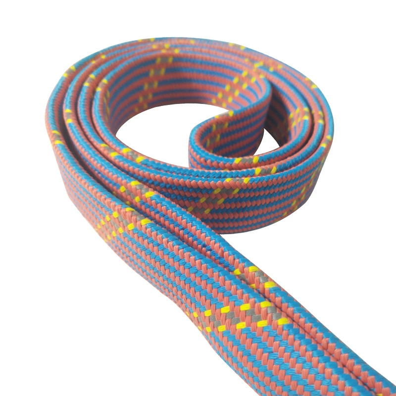 Снаряжение для банджи-джампинга на открытом воздухе: страховочный пояс из матового нейлона с двухцветным покрытием, светоотражающий шелковый сердечник, плетеный канат, OEM-производство на заказ.