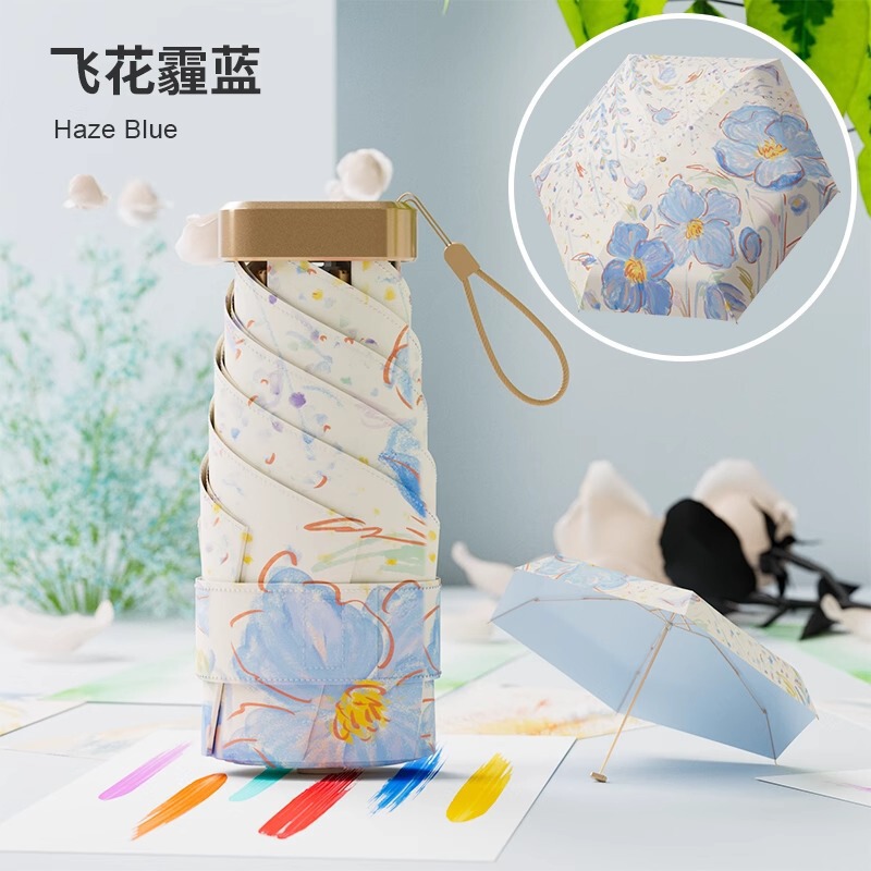 三折花绽彩胶双面花伞迷你便携小巧户外太阳伞防晒防紫外线晴雨伞|undefined