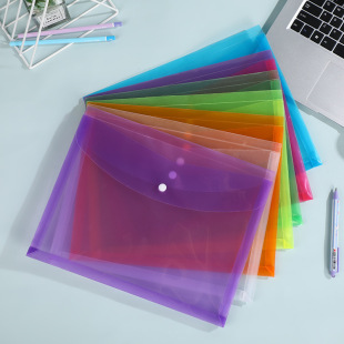 Student file bag translucent pp button folder office document paper storage bag large capacity file bag