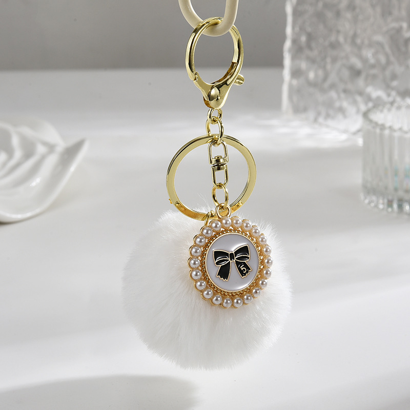 BOWKNOT 모피 키 체인 진주 향수 브랜드 가방 펜던트 자동차 펜던트 학생 가방 펜던트 액세서리