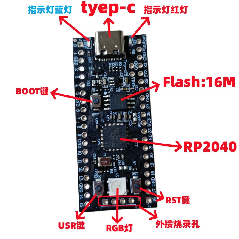 Разработанная плата Raspberry Pi Pico Raspberry Pi PICO двойное ядро RP2040 поддерживает Type-C, Python