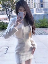 法式小香风外套秋季新款名媛气质收腰短裙设计感两件套女套装