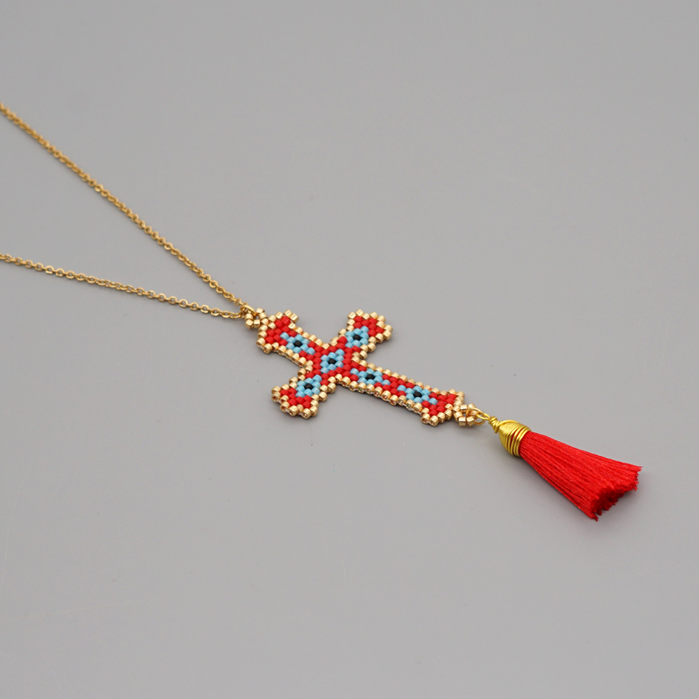 1 Piece Fashion Cross glass Plating Rhinestones Womenu0027S Pendant Necklace