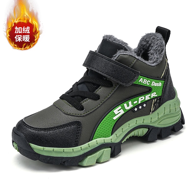 Invierno de niños zapatos de montaña de niños botas de algodón de niños zapatos de algodón grueso y zapatos deportivos de algodón para niños antideslizantes y resistentes al desgaste