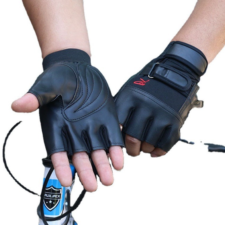 Hombres y mujeres deportes al aire libre guantes de medio dedo PU cuero dedo fuga delgada danza rendimiento táctico fitness medio dedo guantes de cuero