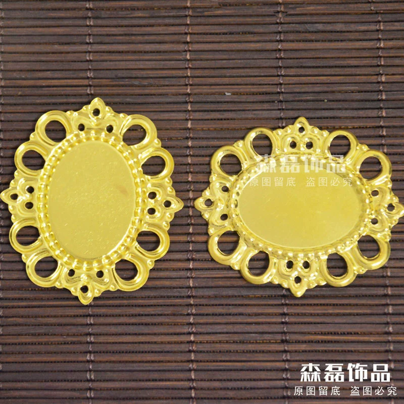  Costume bride wedding group fan base with 18*25 diamond DIY ornament iron sheet elliptical lens gem sheet