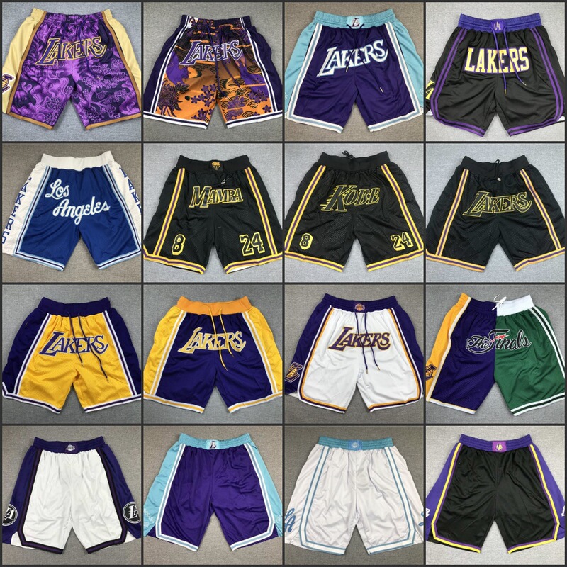 basketball pants basketball shorts los angeles lakers KOBE full embroidery zipper pocket pants cross border wholesale