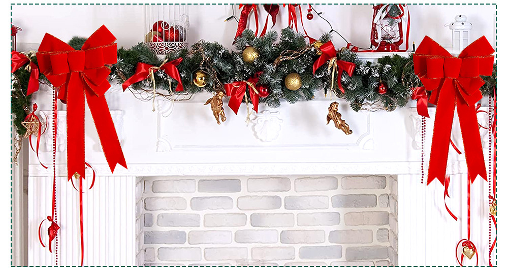 Weihnachtsdekorationen, handgefertigt, mit Schleife, weihnachtliche Atmosphäre, Arrangement, Weihnachtsbaum-Dekoration, Schleifenanhänger_voghion.com