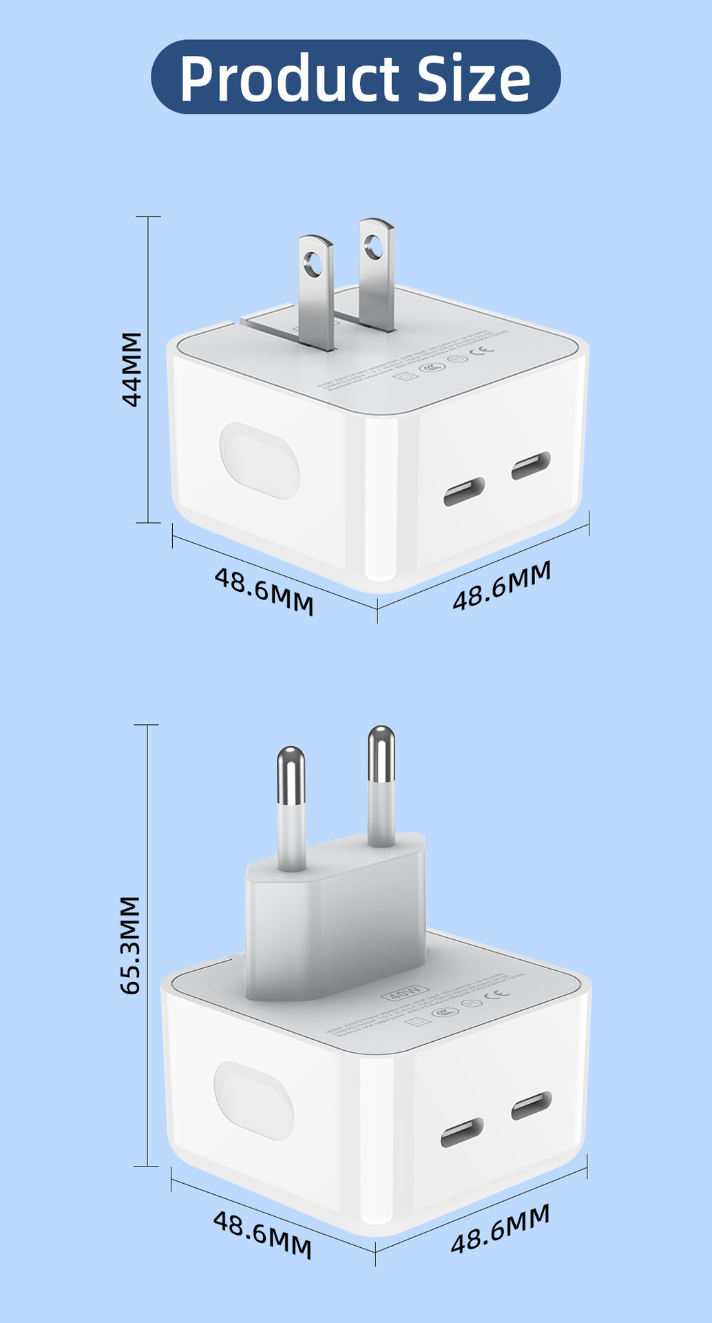 Suitable for Apple iPhone 14 Pro Max mobile phone charger with PD40W European and American standard dual C-port fast_voghion.com