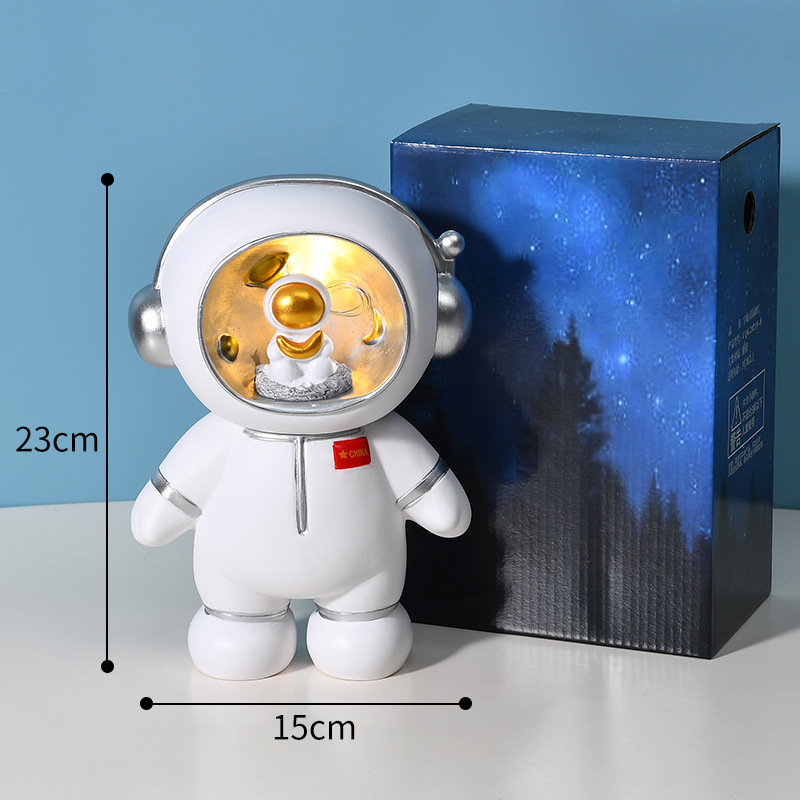 Astronaut, white night light, piggy bank