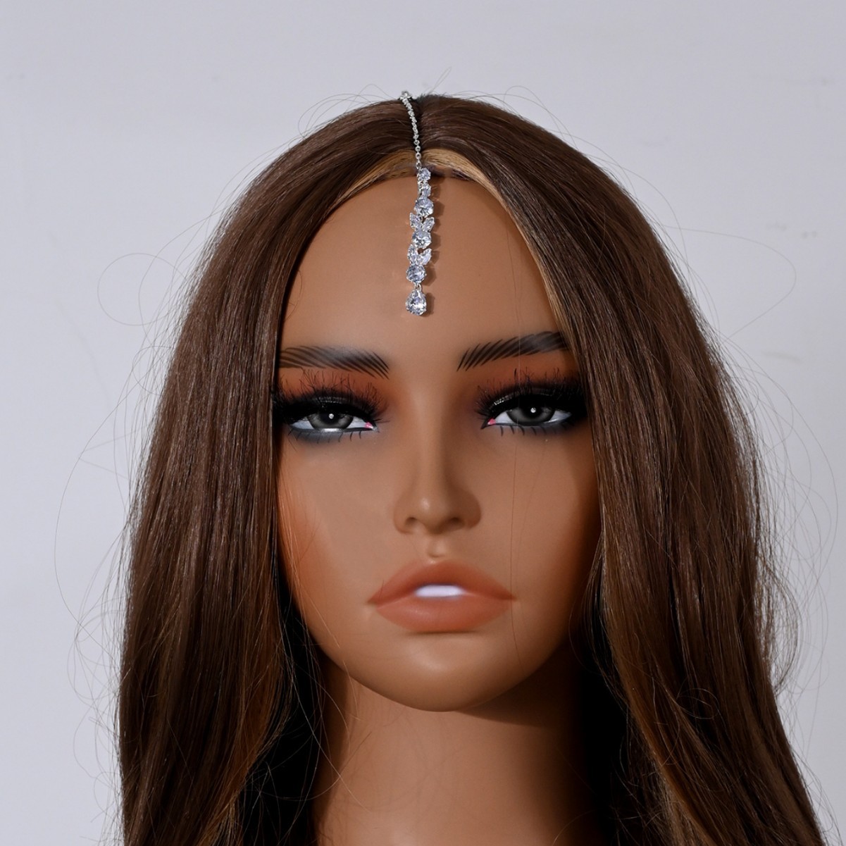AliExpress Explosions Full Diamond Indian Traditional Headwear European and American Fashion Forehead Chain Rhinestone Eyebrow Drop hair chain