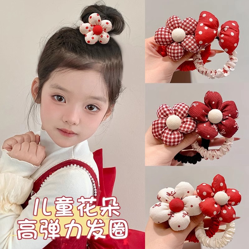 Flores dulces para niños anillo de cabello arco cabello no daña correa de cabello niñas atadas cabello cabello de alta elástica adornamiento para el cabello