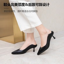 多嘉莉高跟鞋女鞋 真皮尖头高跟鞋细跟舒适浅口41码单鞋 一件铺货