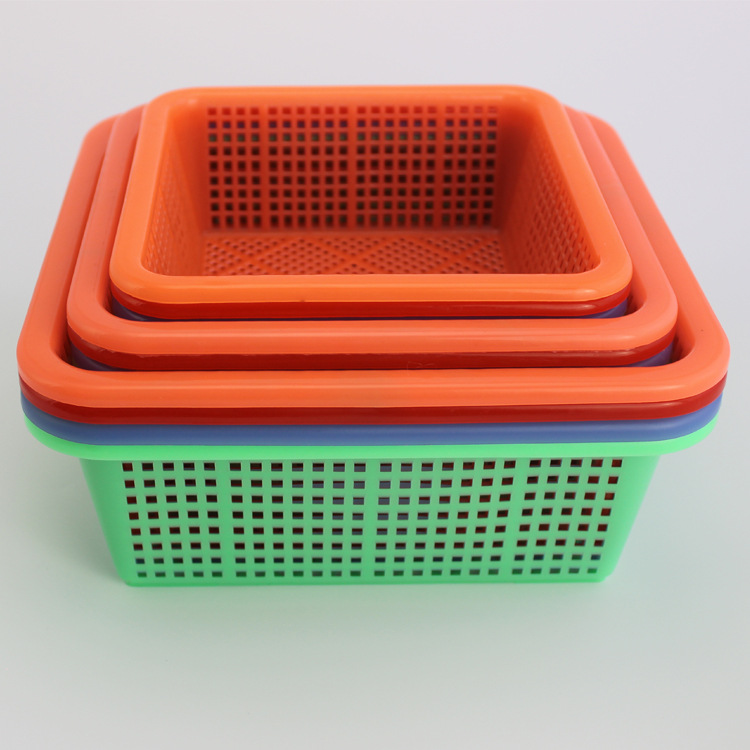 PE材料小正方形方筛仓库配货收纳篮筐子塑料蔬菜水果筛子厂家直供