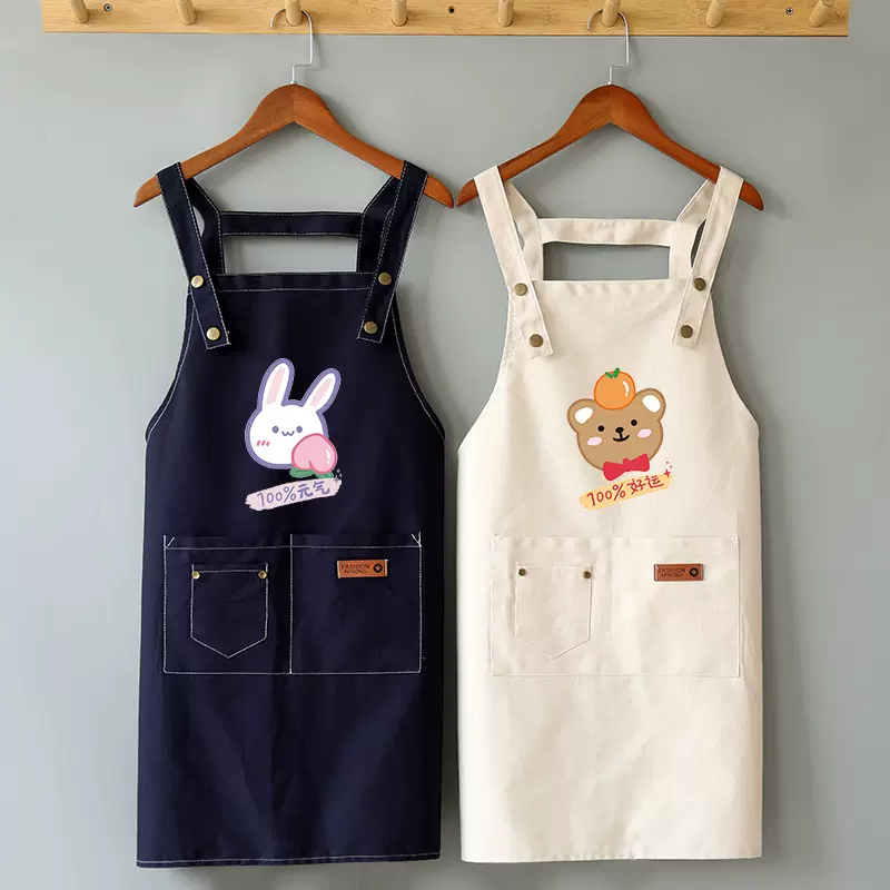 帆布时尚 家用厨房韩版工作服美甲奶茶餐饮网红款定logo印字男女