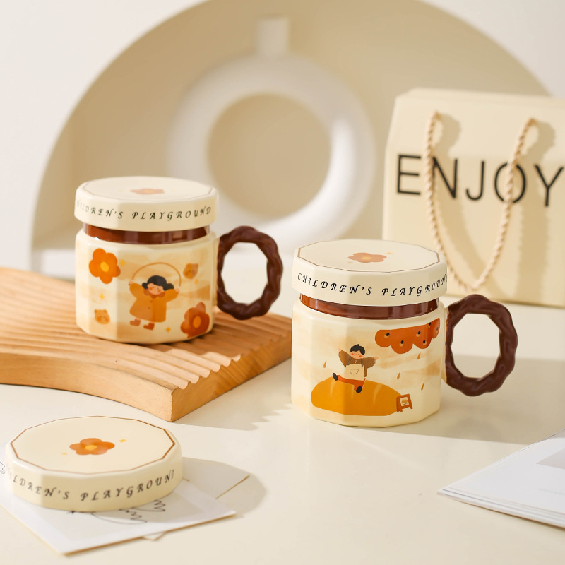 Vintage Girl Taza de cerámica regalo de mano pareja taza de agua taza de oficina de chicas taza de café