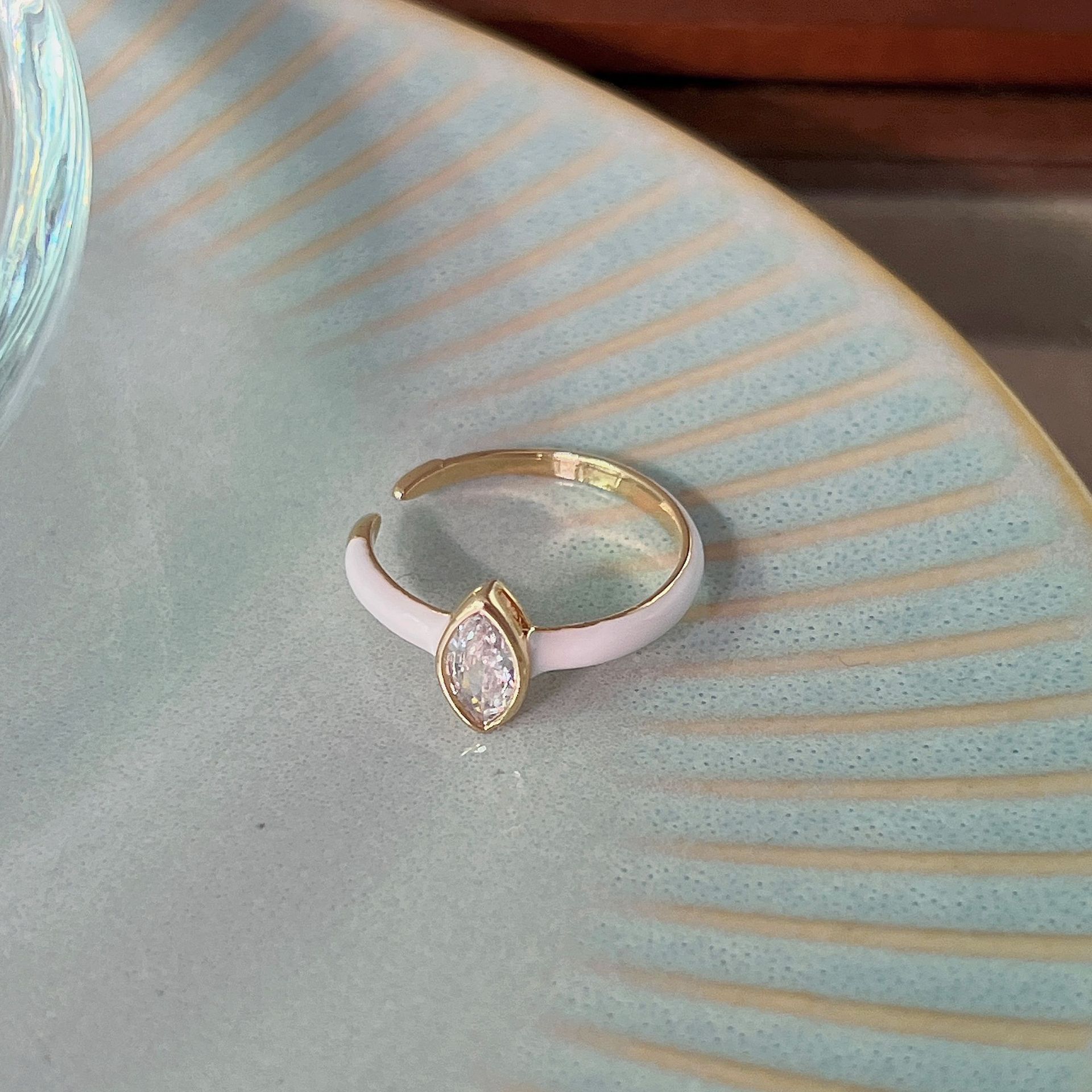 Fashion Heart Shape Flower Silver Plated Inlay Zircon Open Ring 1 Piece