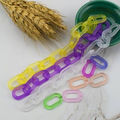 DIY散裝飾品配件亞克力塑料磨砂透明鏈條鏈子包鏈16*27插扣開口圈