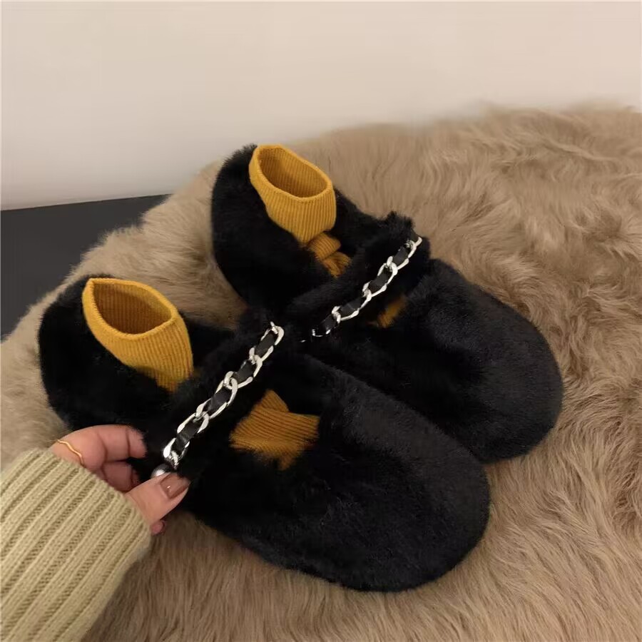 Fell-flats Für Damen Mit Dicker Sohle Winterliche Freizeitschuhe_voghion.com
