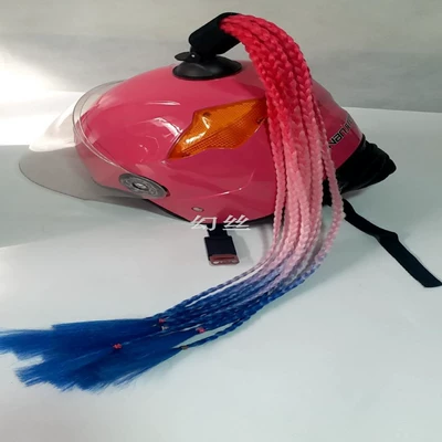 Motosiklet dəbilqələri — Dreadlocks Accessories Braids Electric - red-pink-and-blue-gradient-large-suction-cup