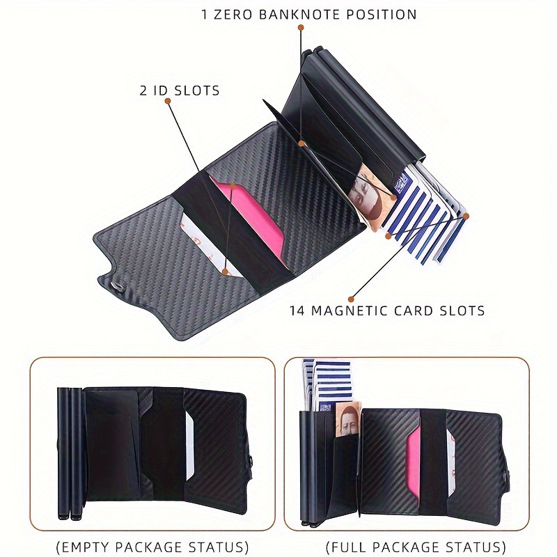 Small Double Deck rfid Aluminum Buckle Card Holder Wallet