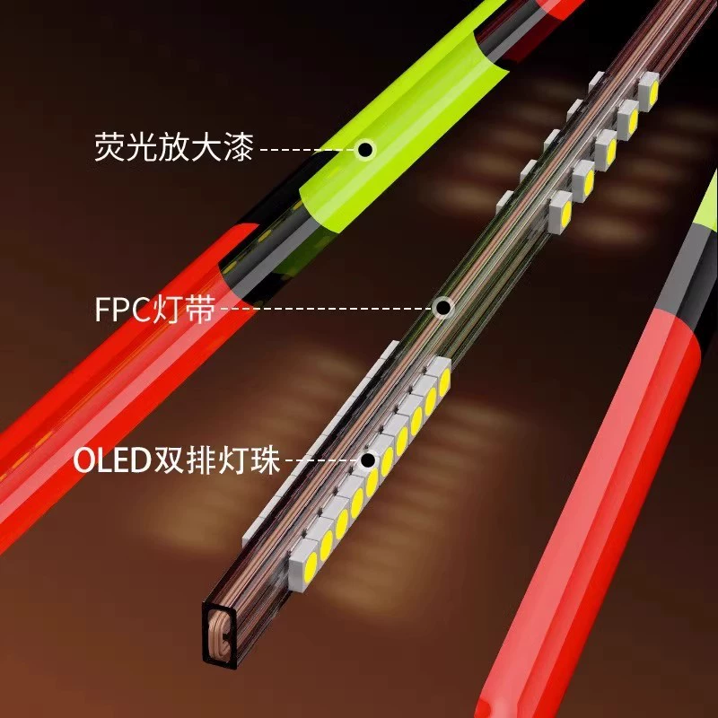 Double-sided ultra-bright LED lamp beads, luminous crucian carp float, highly sensitive thin hard-tail day and night electronic float